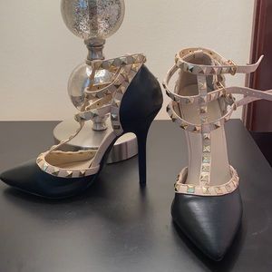 black spiky high heels